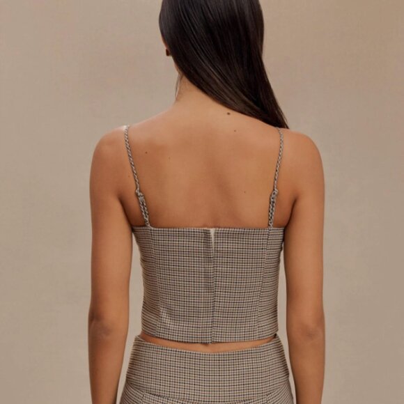 Meshki Aberley Suiting Crop Top - Tan Check - Picture 5 of 7